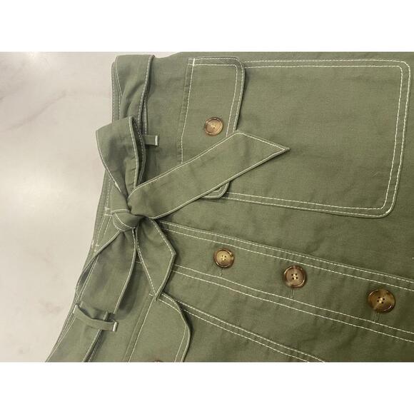 J.Crew Olive Green Button-Front Skirt with Belt - Size 4 - Picture 2 of 6
